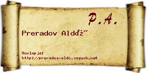 Preradov Aldó névjegykártya